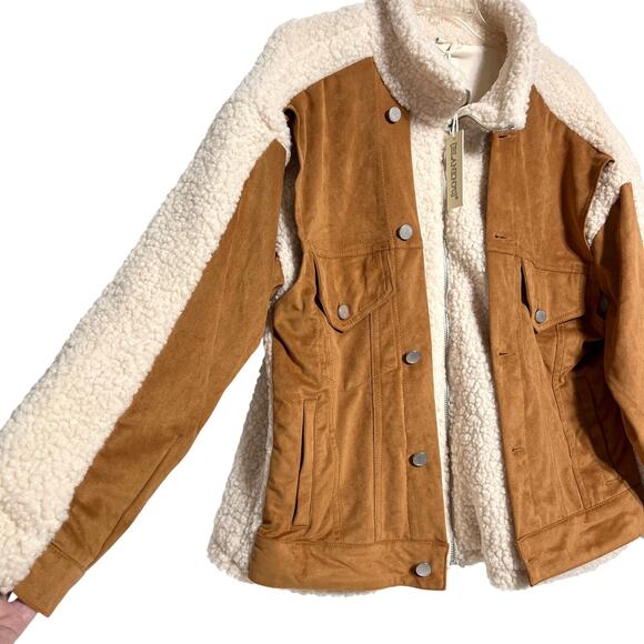 Blank NYC Catch Me Outside Oversized Trucker Jacket Sherpa Faux Suede - Picture 3 of 12